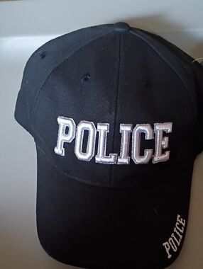 Police Black Baseball Cap with White Embroidered POLICE